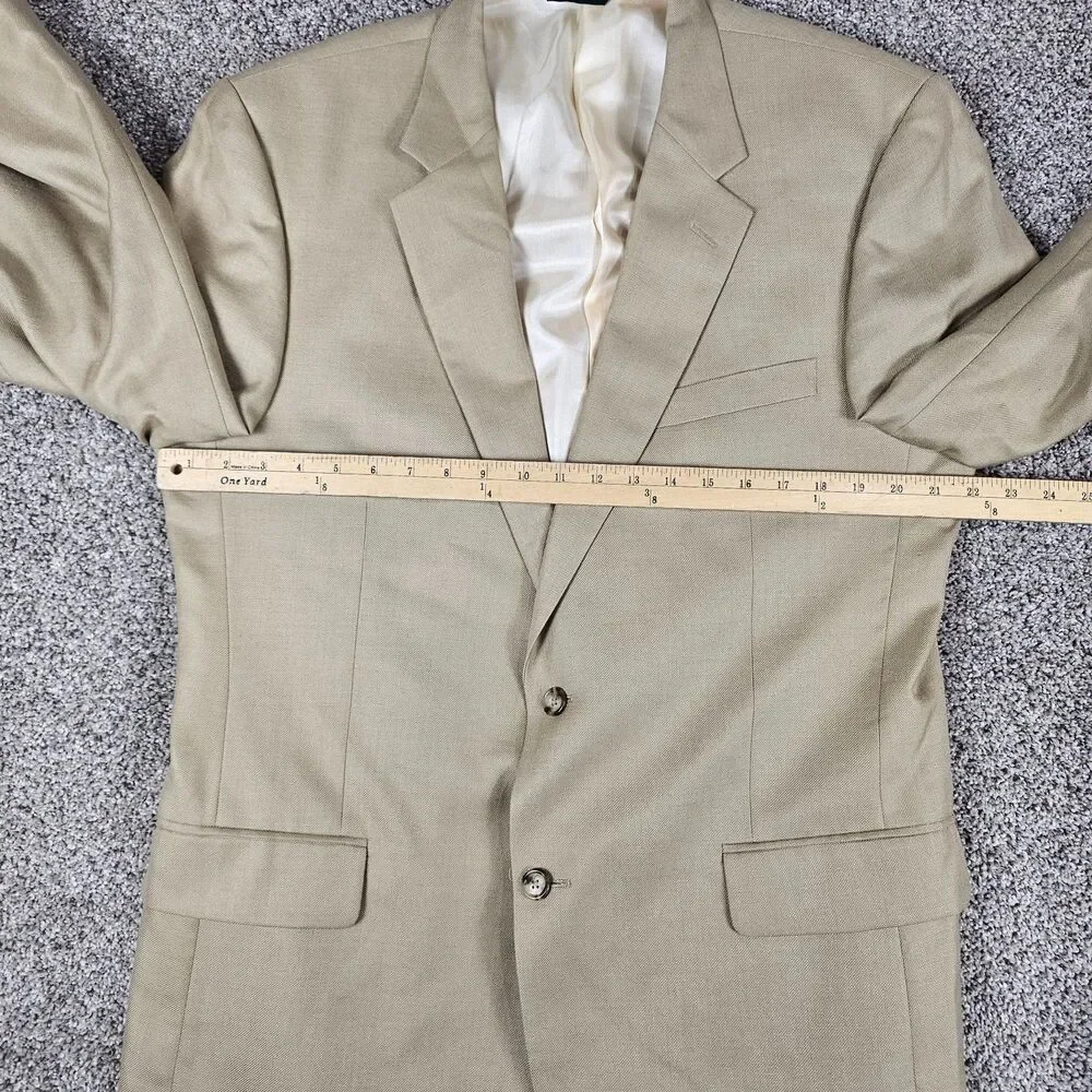 Jos A Bank Blazer Sport Coat Mens 44L Beige Wool Silk Blend Two Button Notch